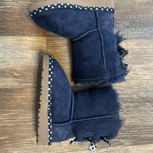 UGG Navy Suede Boots with Polka Dot Bows